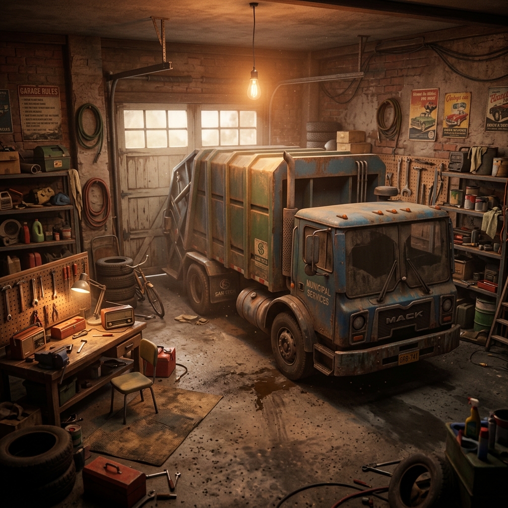 The dirty garage in year 3000