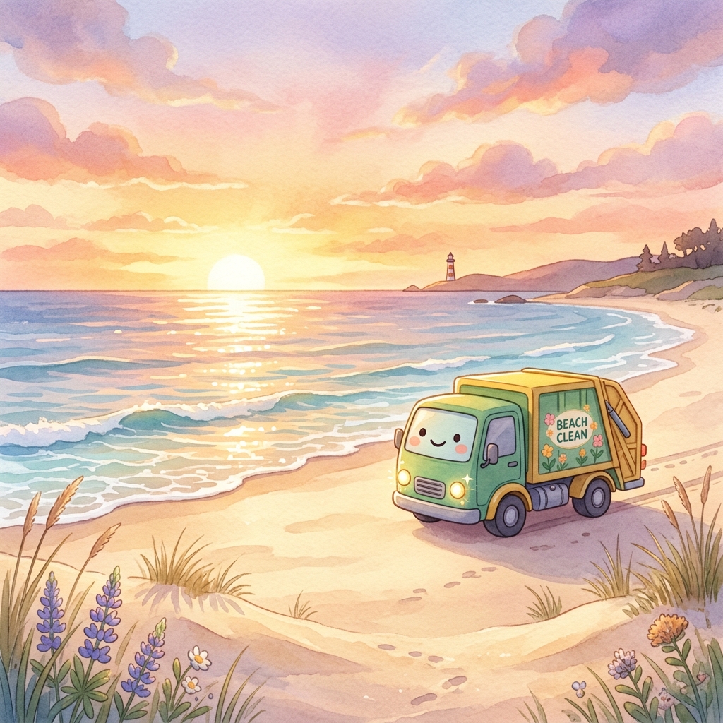 Pristine beach at sunset